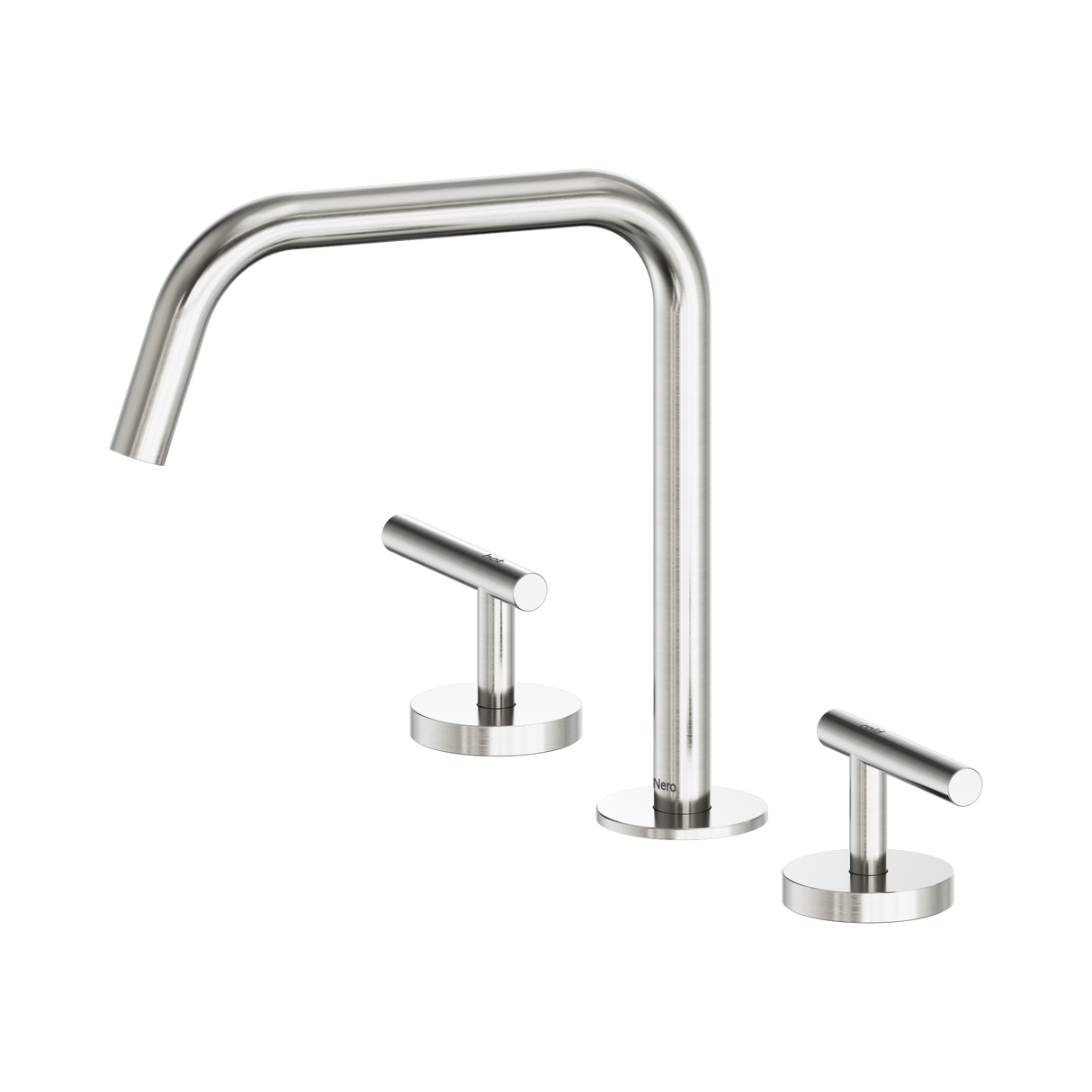 An image of Nero Tapware Mecca Bath/Kitchen Set Edge Spout II Brushed Nickel
