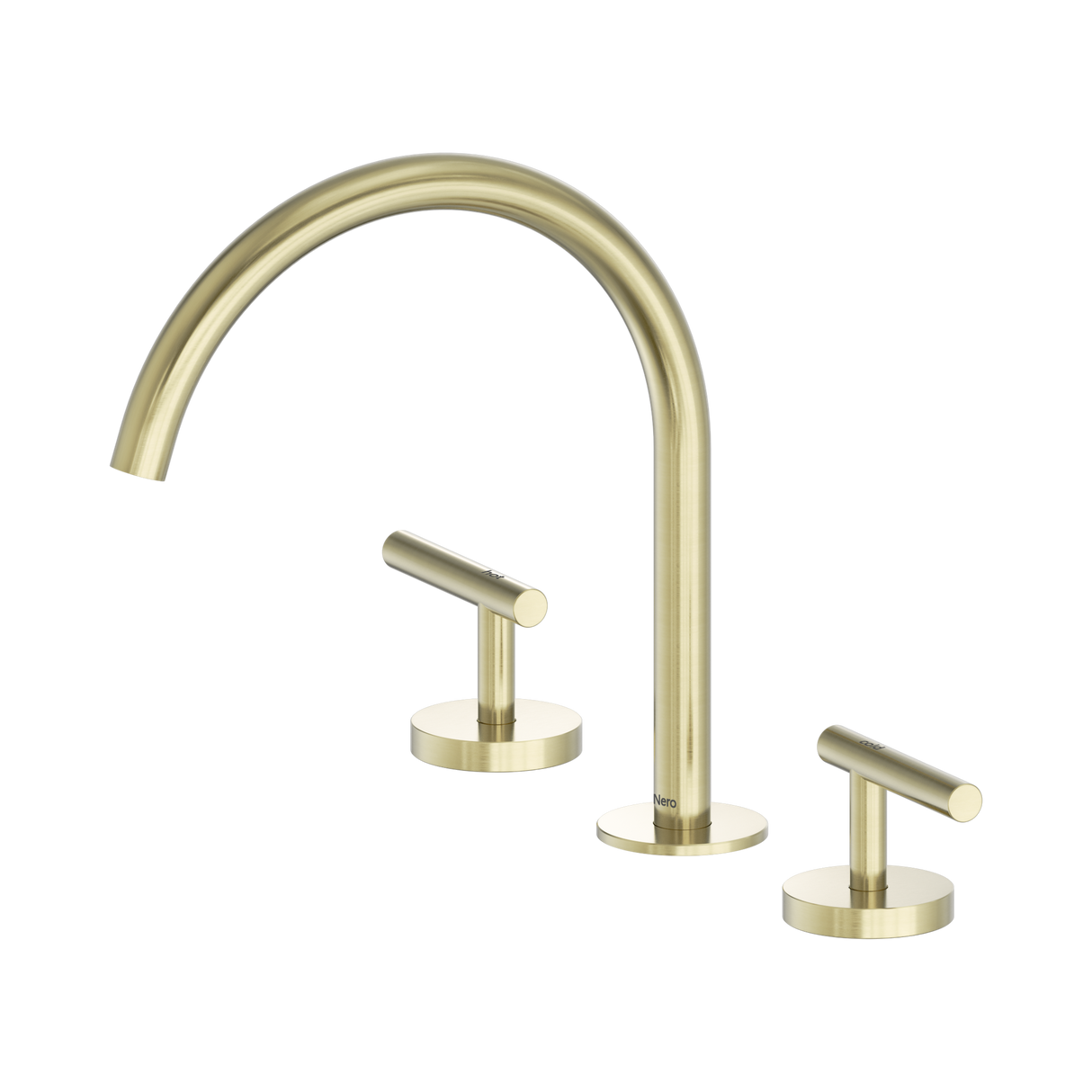 An image of Nero Tapware Mecca Bath/Kitchen Set Arc Spout Brushed Gold