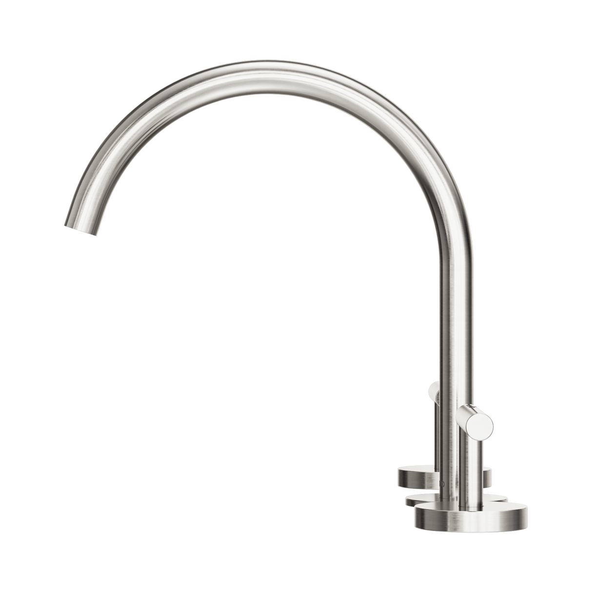 An image of Nero Tapware Mecca Bath/Kitchen Set Arc Spout Brushed Nickel