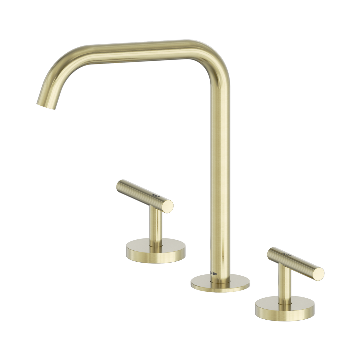 An image of Nero Tapware Mecca Bath/Kitchen Set Edge Spout Brushed Gold