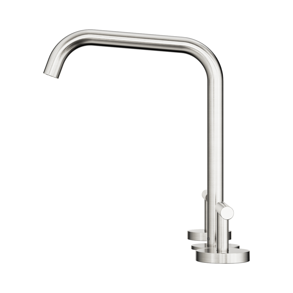 An image of Nero Tapware Mecca Bath/Kitchen Set Edge Spout Brushed Nickel