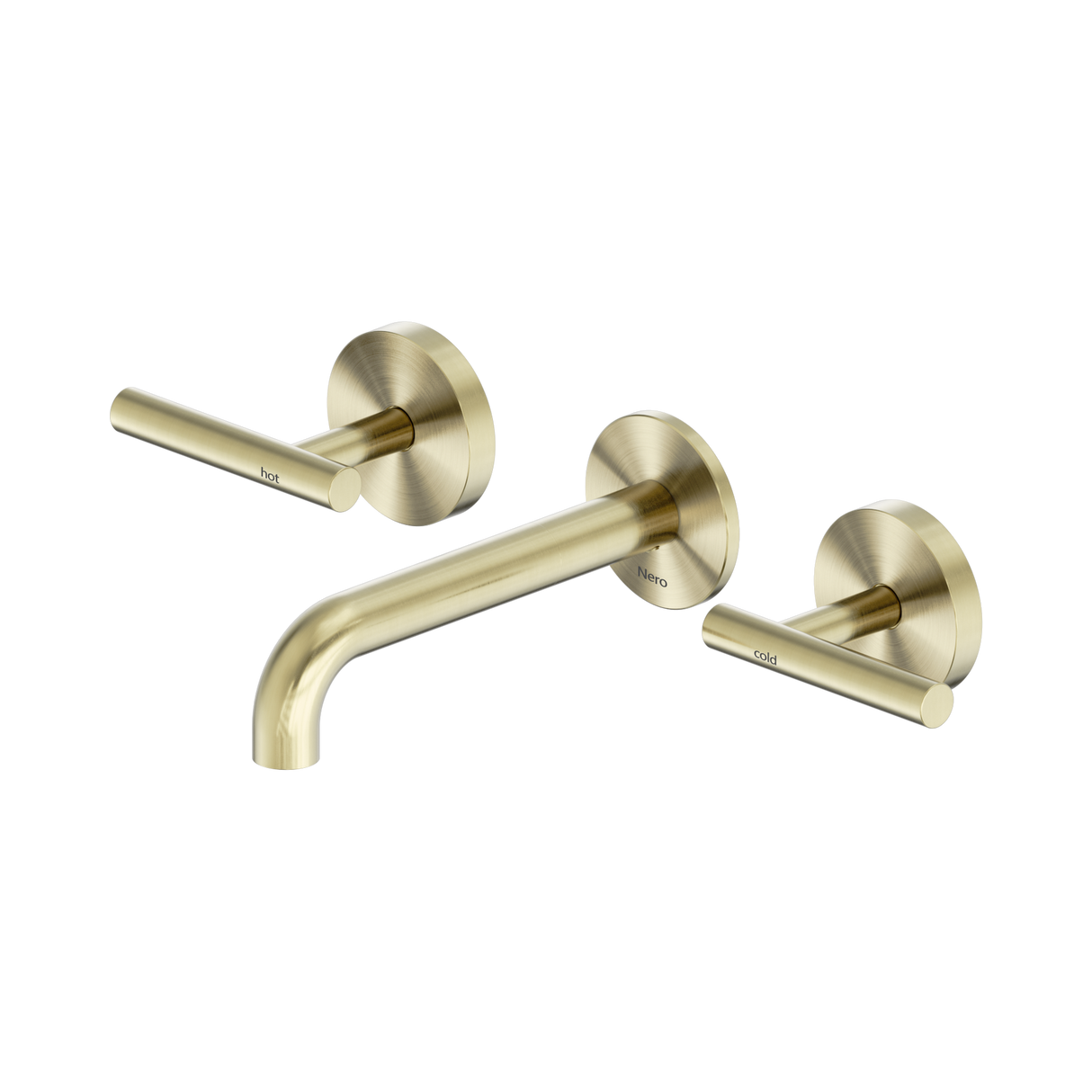 An image of Nero Tapware Mecca Wall Basin/Bath Set 160mm Spout Brushed Gold