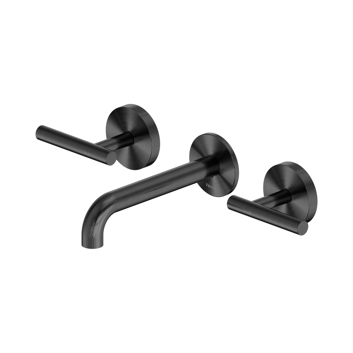 An image of Nero Tapware Mecca Wall Basin/Bath Set 160mm Spout Gun Metal