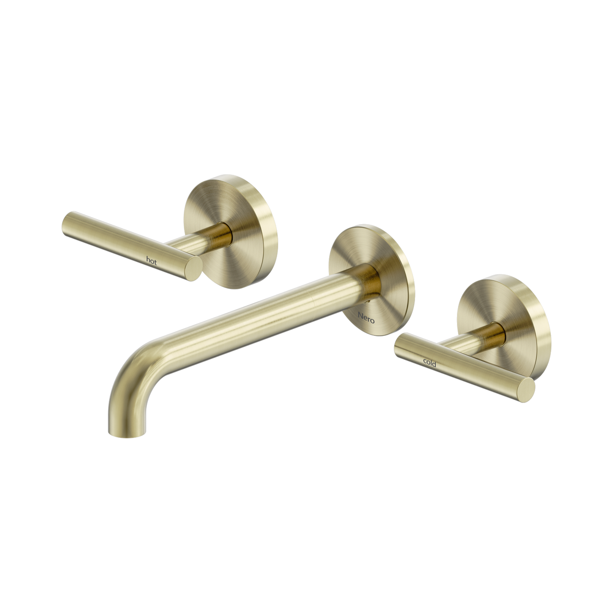 An image of Nero Tapware Mecca Wall Basin/Bath Set 185mm Spout Brushed Gold