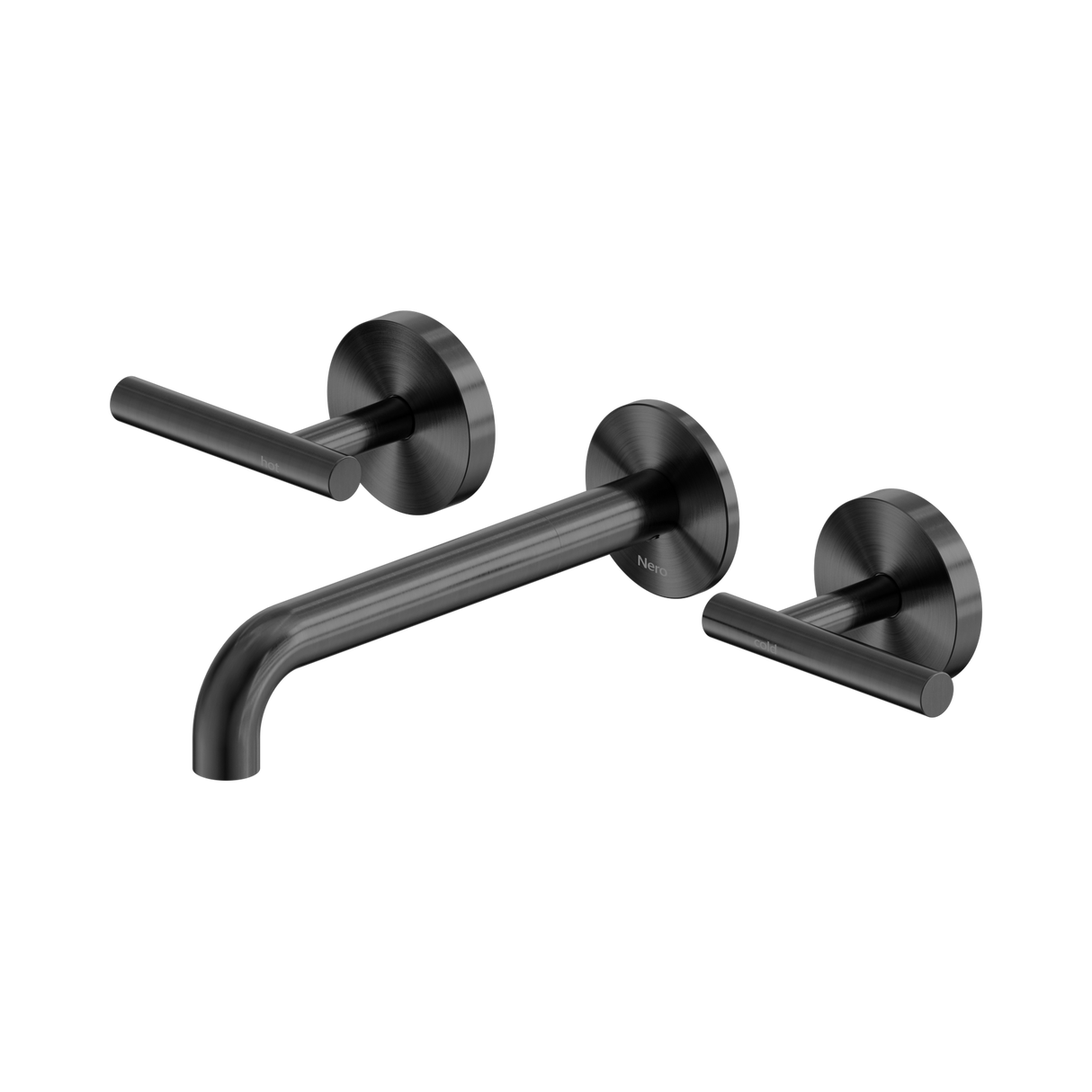 An image of Nero Tapware Mecca Wall Basin/Bath Set 185mm Spout Gun Metal