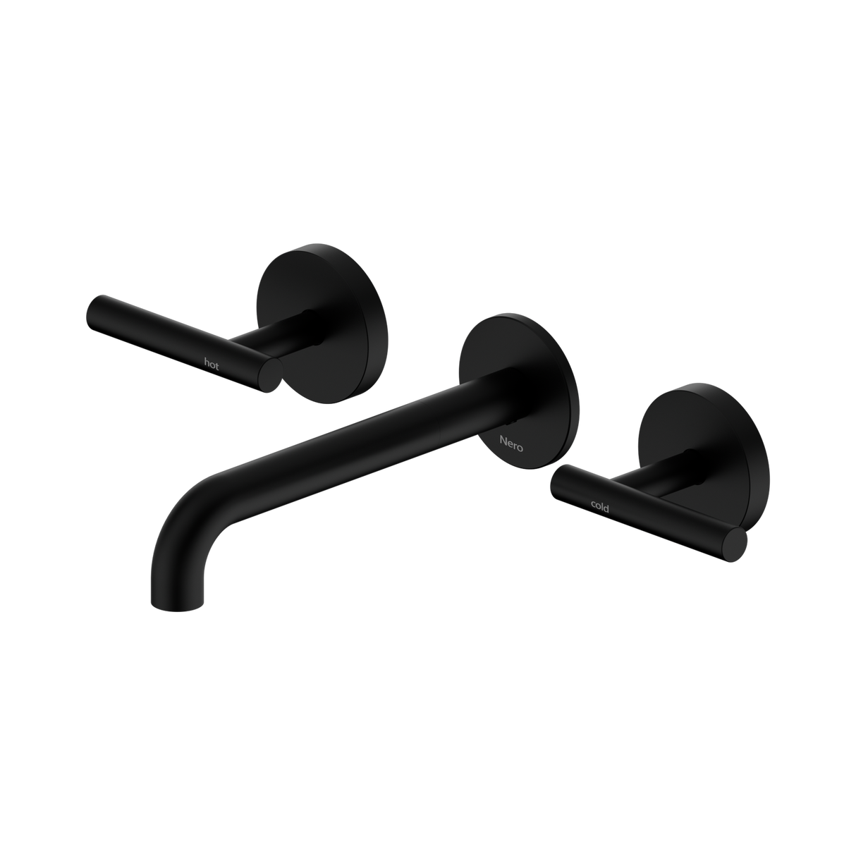 An image of Nero Tapware Mecca Wall Basin/Bath Set 185mm Spout Matte Black