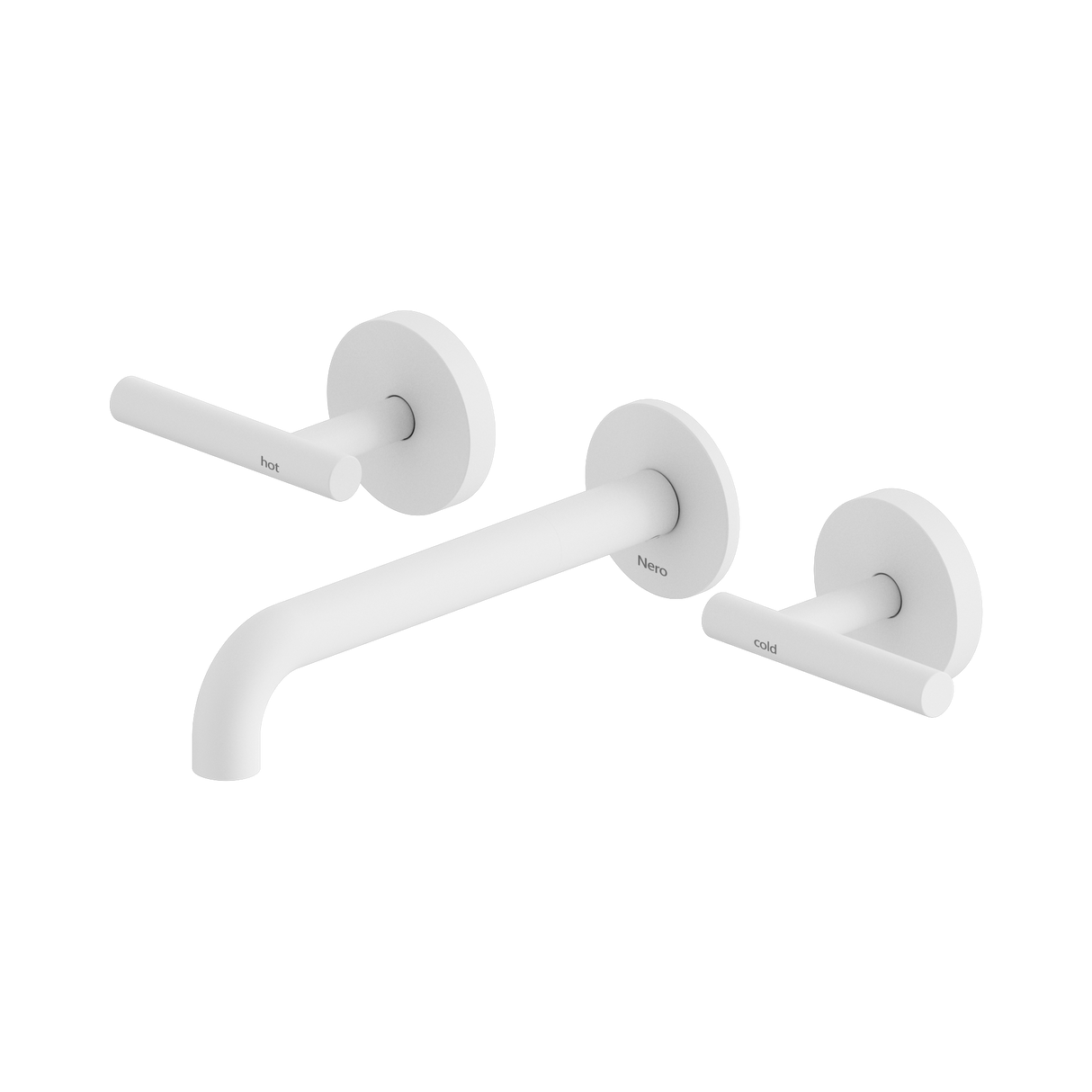 An image of Nero Tapware Mecca Wall Basin/Bath Set 185mm Spout Matte White