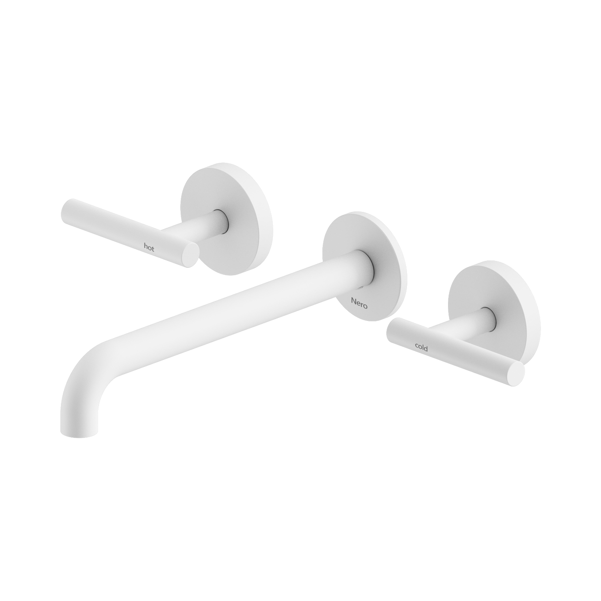 An image of Nero Tapware Mecca Wall Basin/Bath Set 220mm Spout Matte White