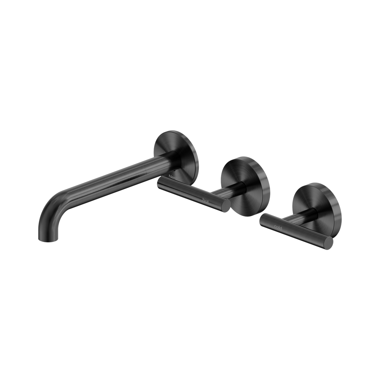 An image of Nero Tapware Mecca Wall Basin/Bath Set 185mm Offset Spout Gun Metal