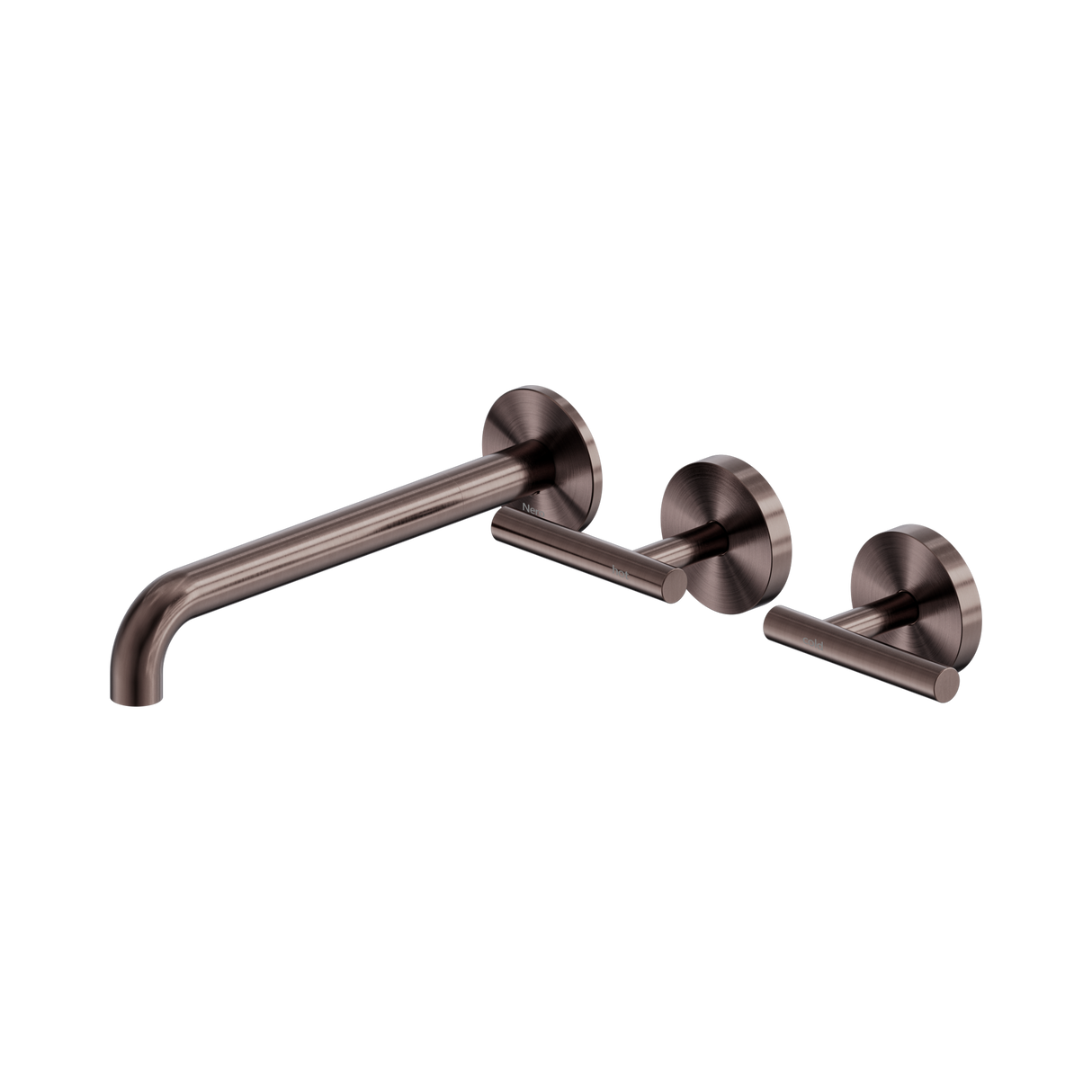 An image of Nero Tapware Mecca Wall Basin/Bath Set 220mm Offset Spout Brushed Bronze