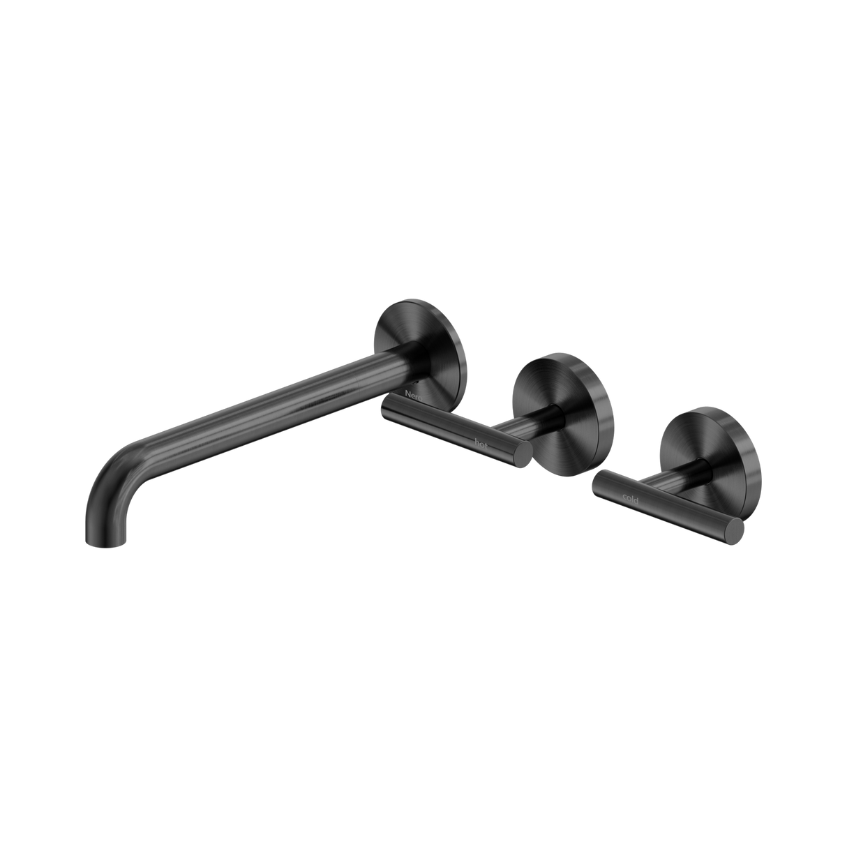 An image of Nero Tapware Mecca Wall Basin/Bath Set 220mm Offset Spout Gun Metal