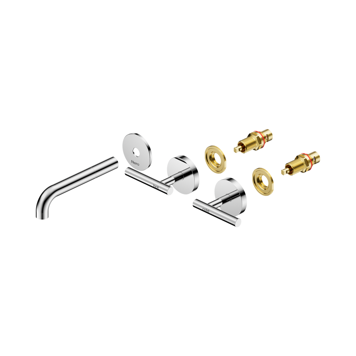 An image of Nero Tapware Mecca Wall Basin/Bath Set 160mm Spout Trim kits Only Chrome