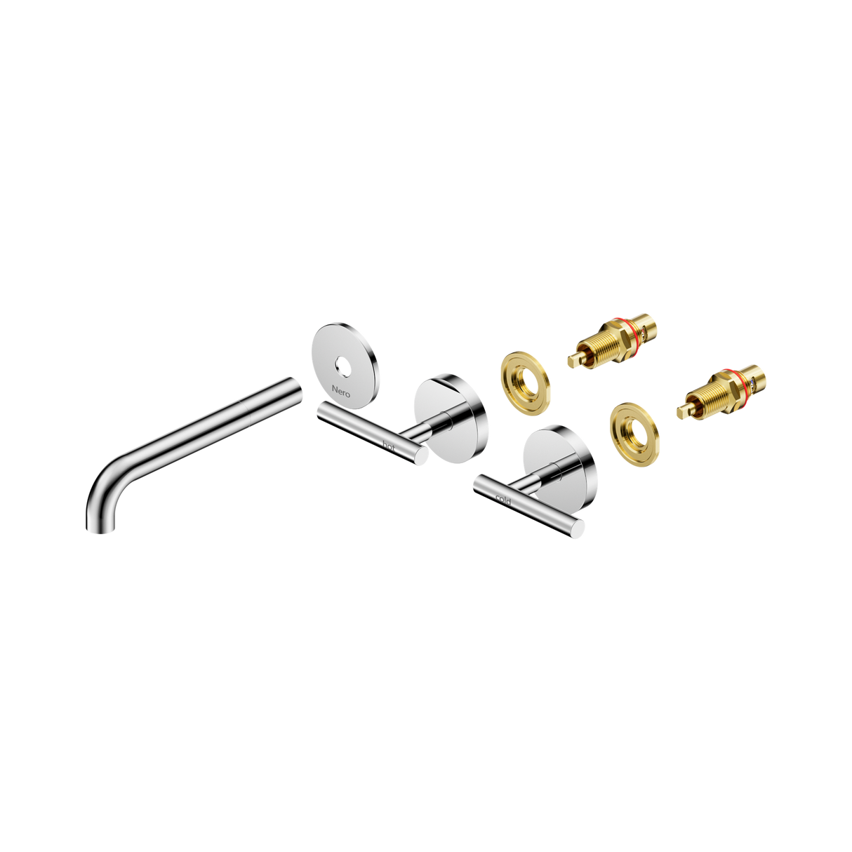 An image of Nero Tapware Mecca Wall Basin/Bath Set 185mm Spout Trim kits Only Chrome