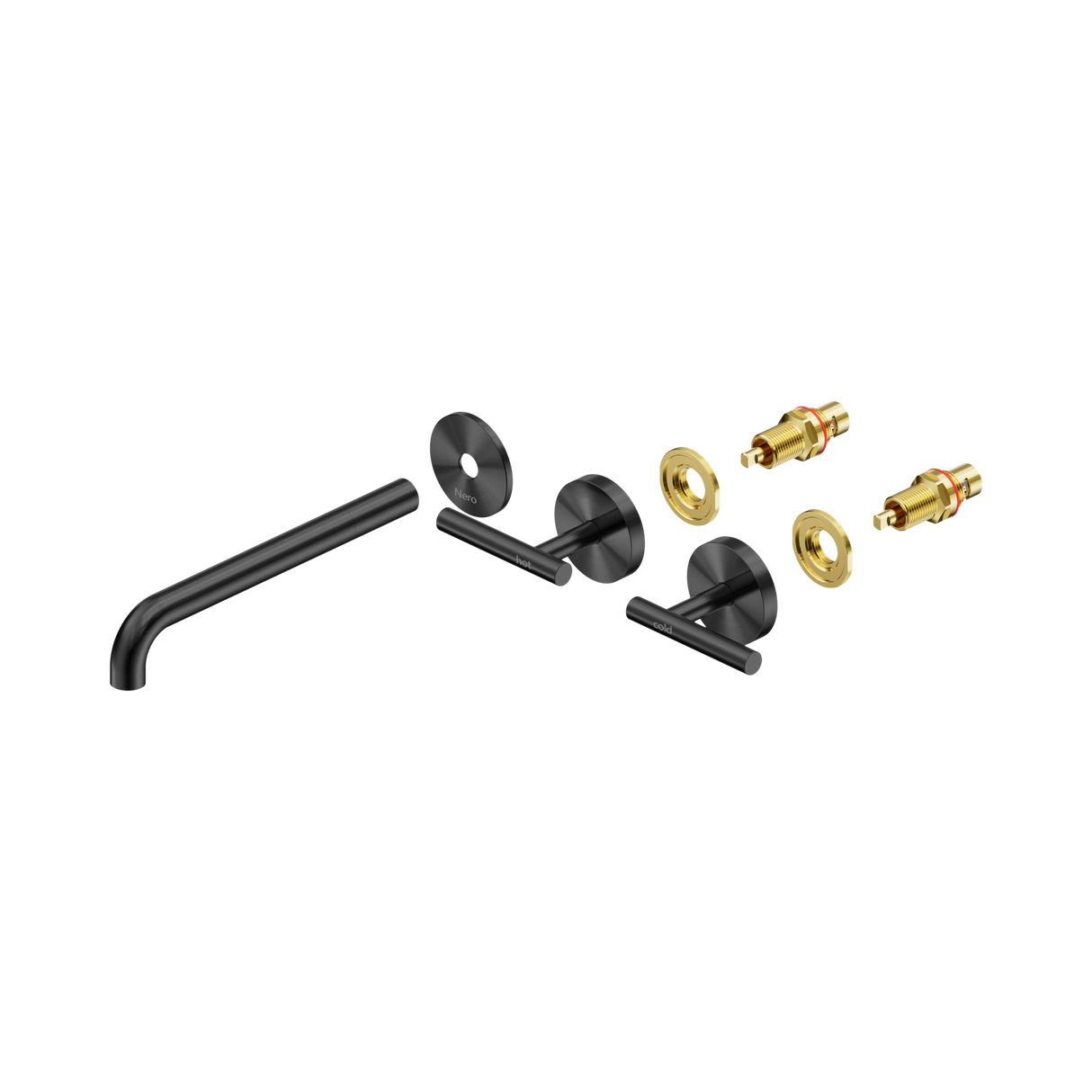 An image of Nero Tapware Mecca Wall Basin/Bath Set 220mm Spout Trim kits Only Gun Metal