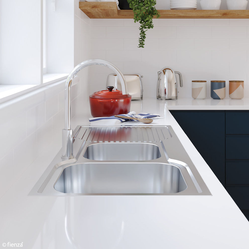 Tiva 1080 1.75 Kitchen Sink with Drainer, Left Bowl