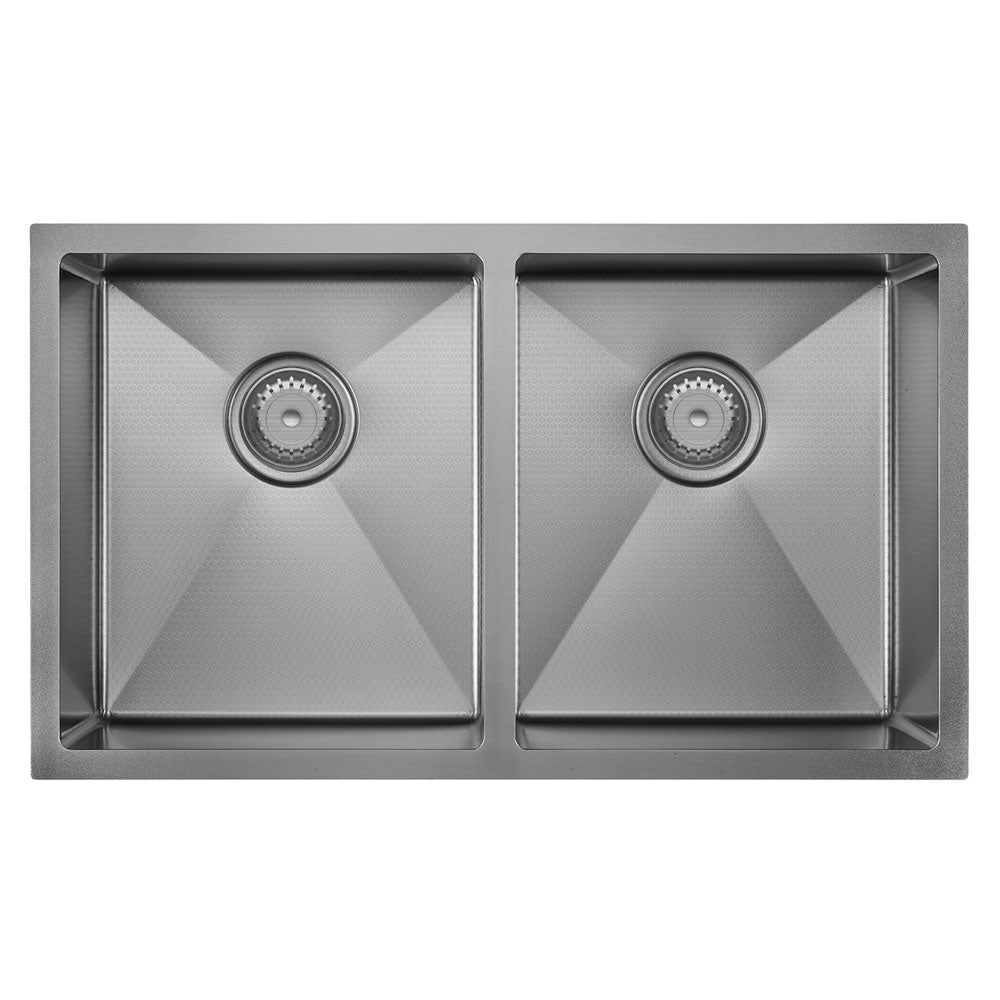 Hana Anti-Scratch 27L/27L Double Kitchen Sink Kit, PVD Gun Metal