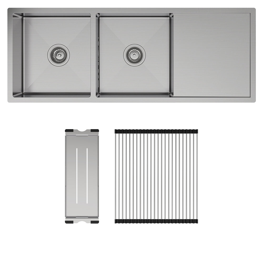 Hana 29L/29L Double Kitchen Sink with Drainer Kit