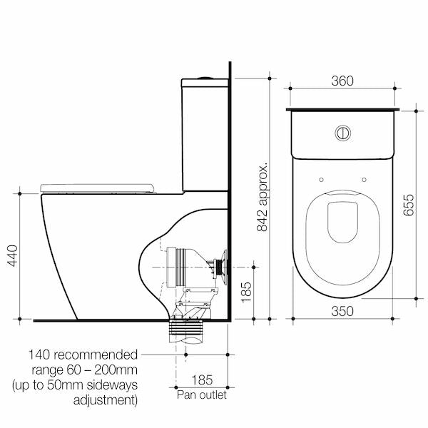 Caroma Urbane II CleanFlush Wall Faced Close Coupled Toilet Suite (Bottom Inlet) with GermGard