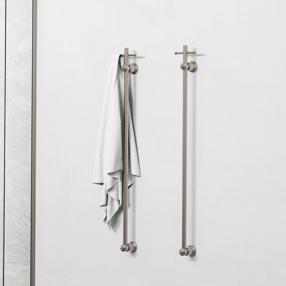 Lillian Vertical Heated Towel Rail 93 x 1000mm Brushed Nickel