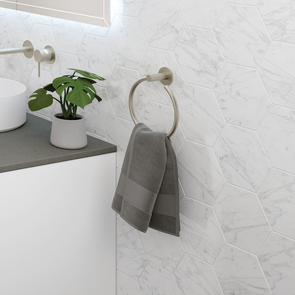 Kaya Hand Towel Ring Brushed Nickel