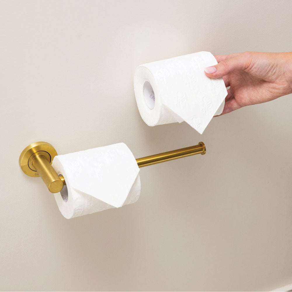Kaya Hand Towel Rail / Toilet Roll Holder Urban Brass