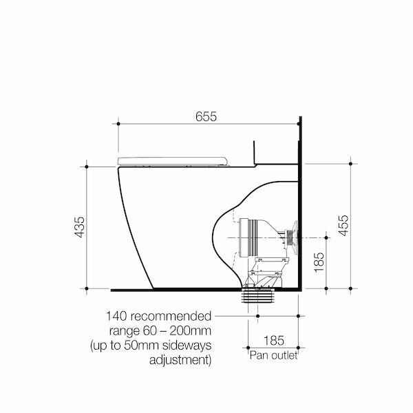 Caroma Urbane II CleanFlush Wall Faced Close Coupled Pan - with GermGard (suits Back Entry Cistern)