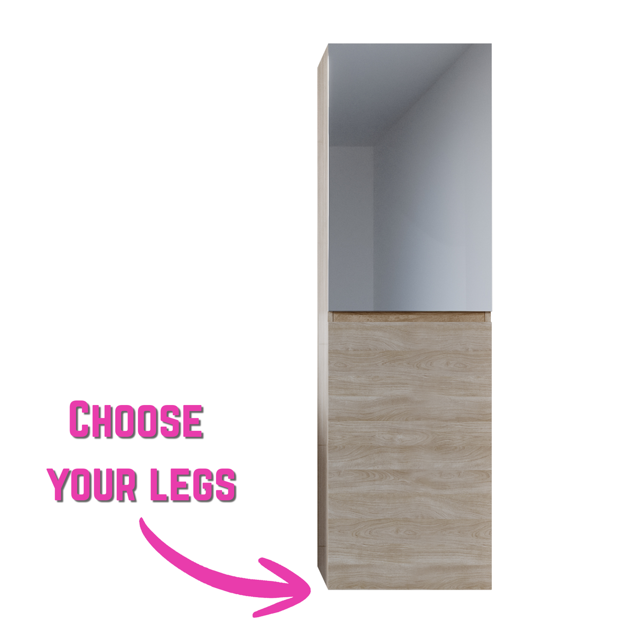 Lincoln Mirror Tallboy 450mm On Legs Platinum Collection