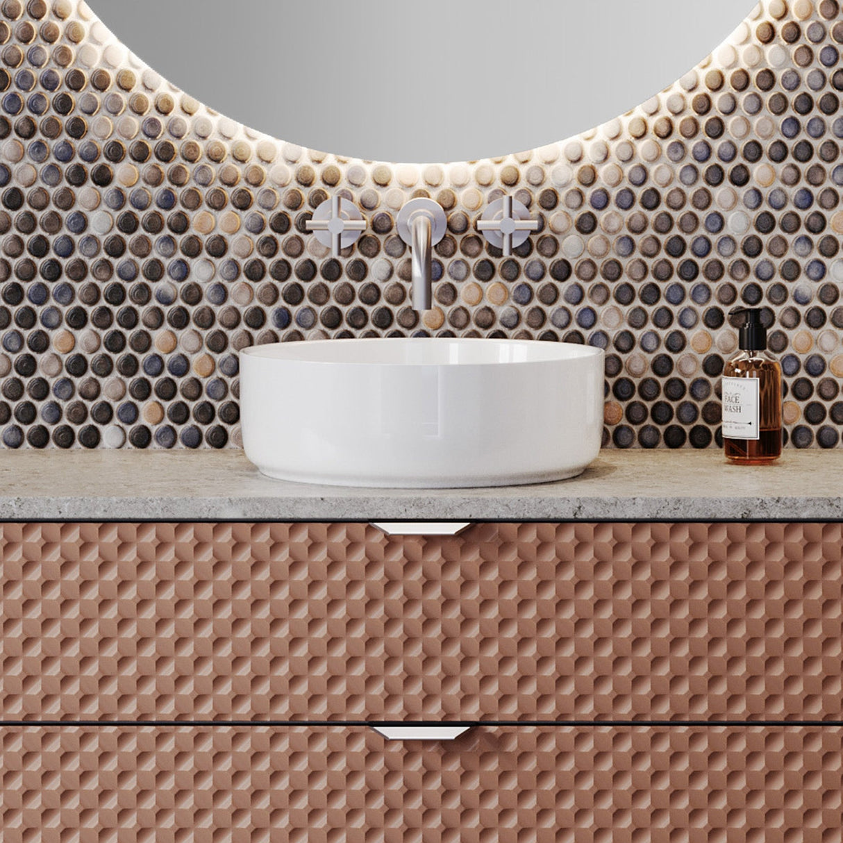 A lifestyle image of Timberline's Allure Basin 360mm White Gloss