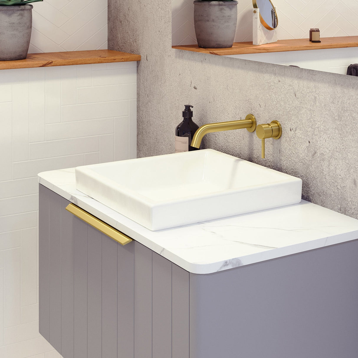 A lifestyle image of Timberline's Arcade Basin 400mm White Gloss