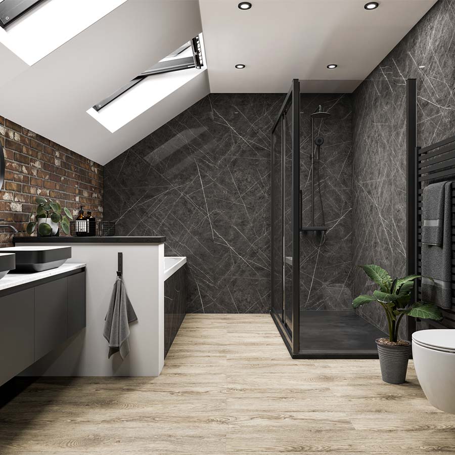 Black Sensation Wet Wall Panel - 2400mm (h) x 1000mm (w) x 10mm (d)