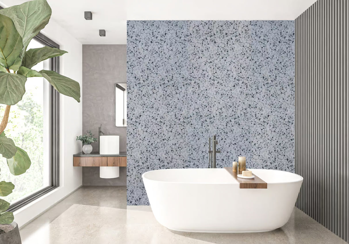 Blue Terrazzo Wet Wall Panel - 2400mm (h) x 1000mm (w) x 10mm (d)