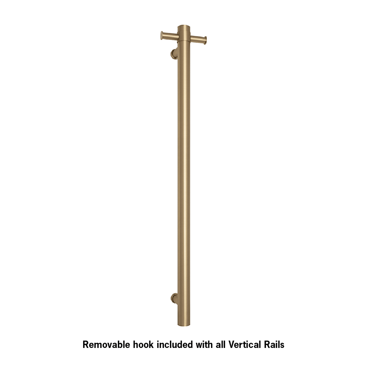 Thermorail Straight/Round 12Volt Vertical Bar 900x142x100mm 22Watts With Optional Hook - Brushed Brass