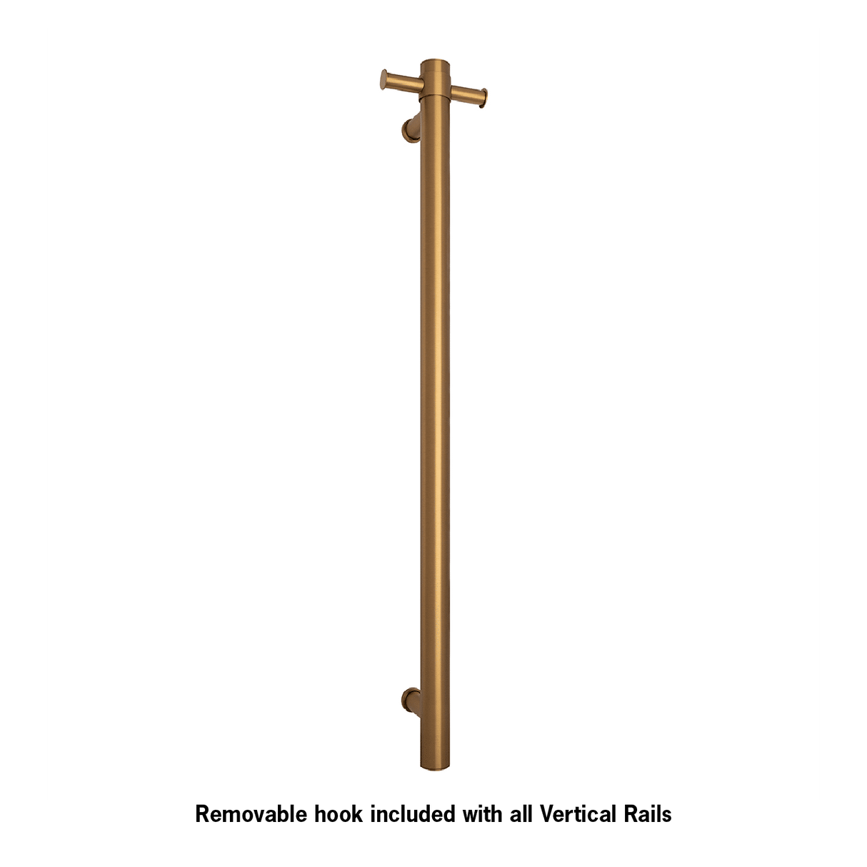 Thermorail Straight/Round 12Volt Vertical Bar 900x142x100mm 22Watts With Optional Hook - Brushed Gold