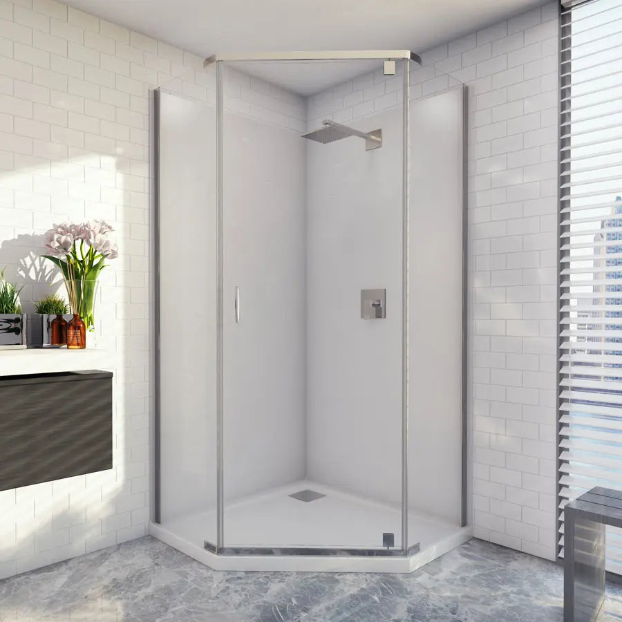 Cascade Shower Screen 1000 Angled Chrome