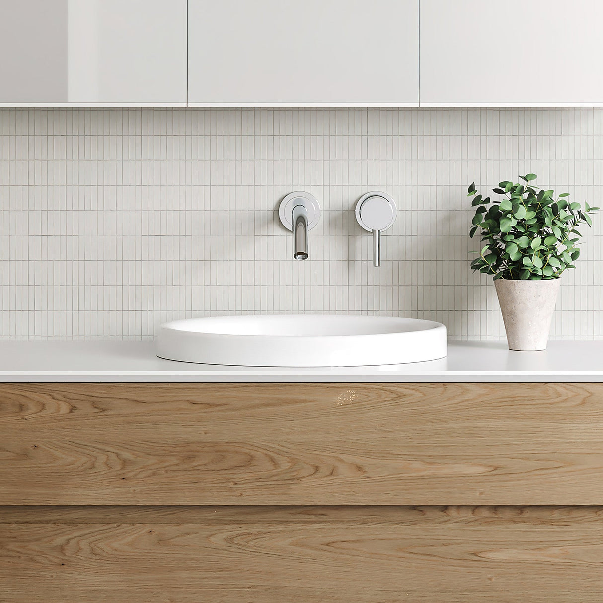 A lifestyle image of Timberline's Coast Basin 495mm White Gloss