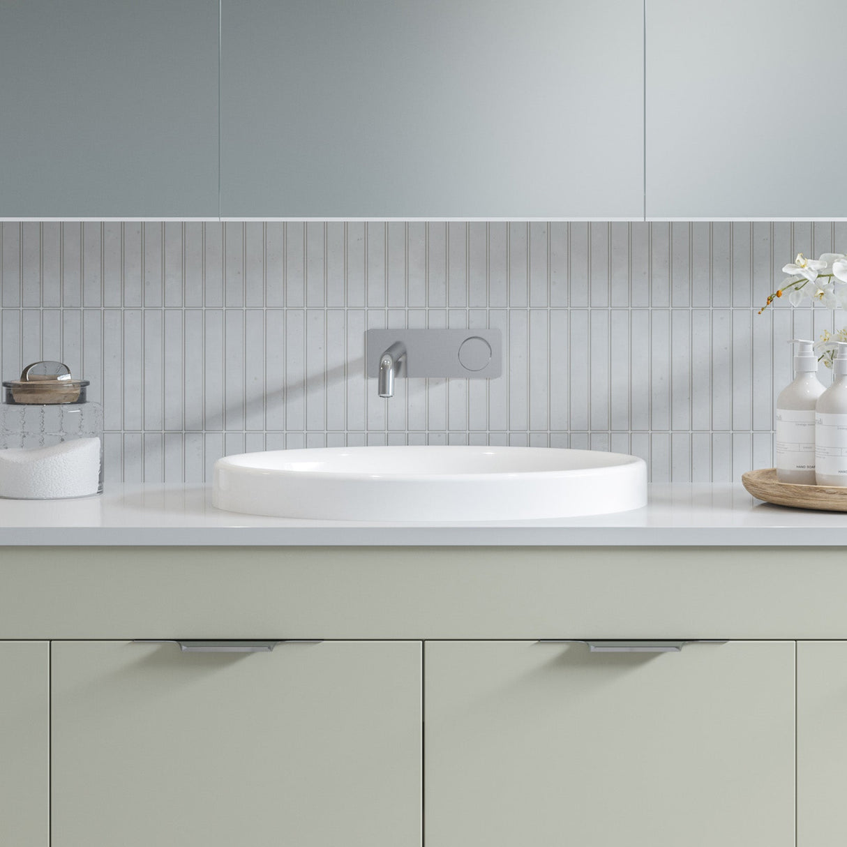 A lifestyle image of Timberline's Coast Basin 495mm White Gloss