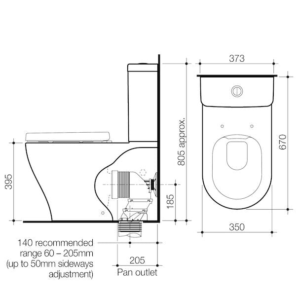 Caroma Luna CleanFlush Wall Faced Close Coupled (Back Entry) Suite