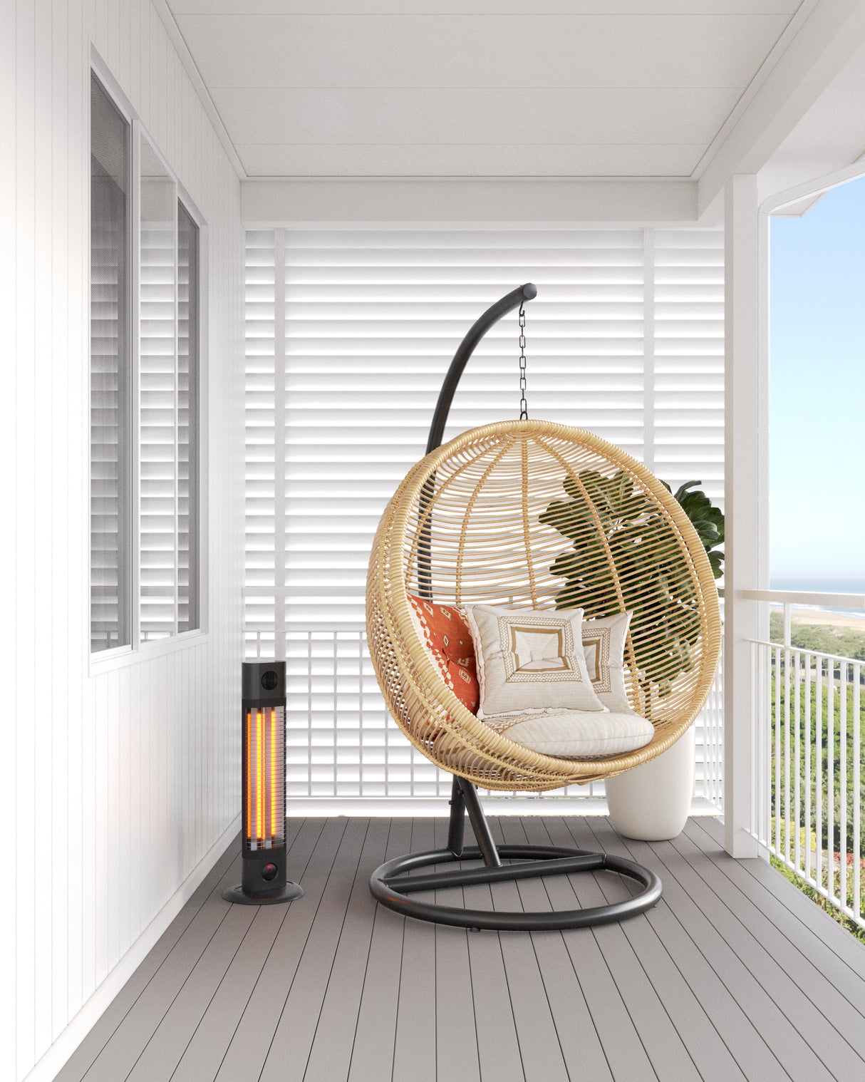 Cedar 1200W Free Standing Outdoor Heater with Remote 680x300x300mm
