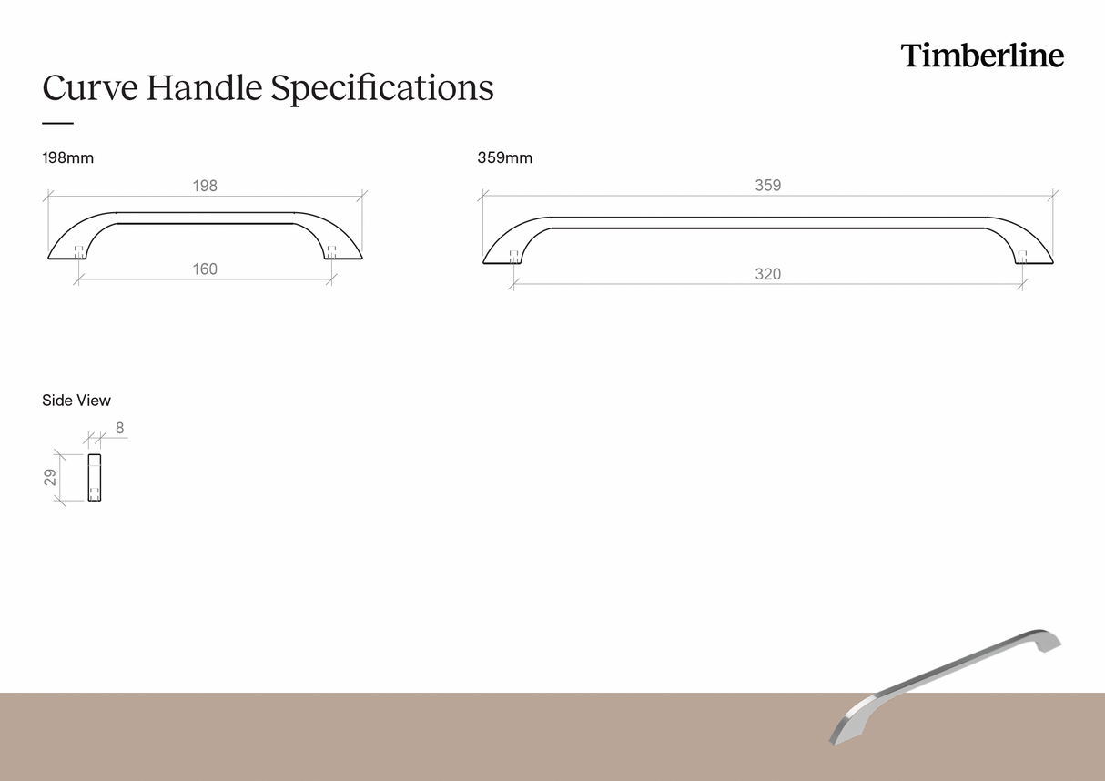 Curve 359mm Brushed Nickel Handle