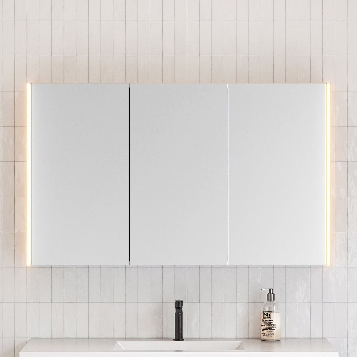 Denver Mirror Cabinet 1200mm Three Door Gold Collection (DEN-SC-1200-3-G)