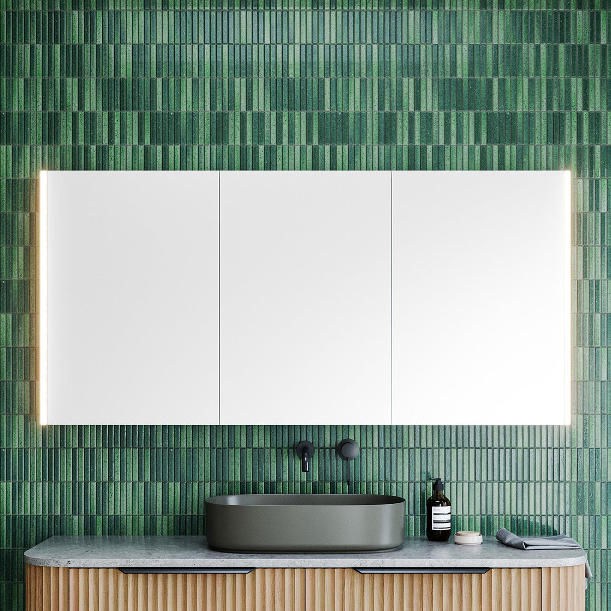Denver Mirror Cabinet 1500mm Three Door Gold Collection (DEN-SC-1500-3-G)