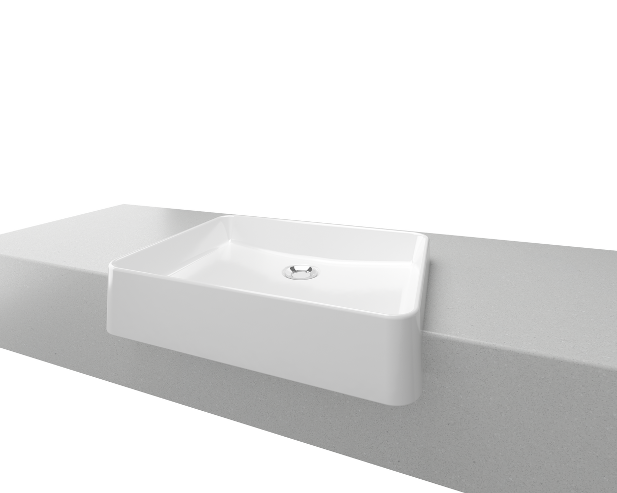 An image of Timberline's Fergus Semi Recessed Basin 500mm White Gloss