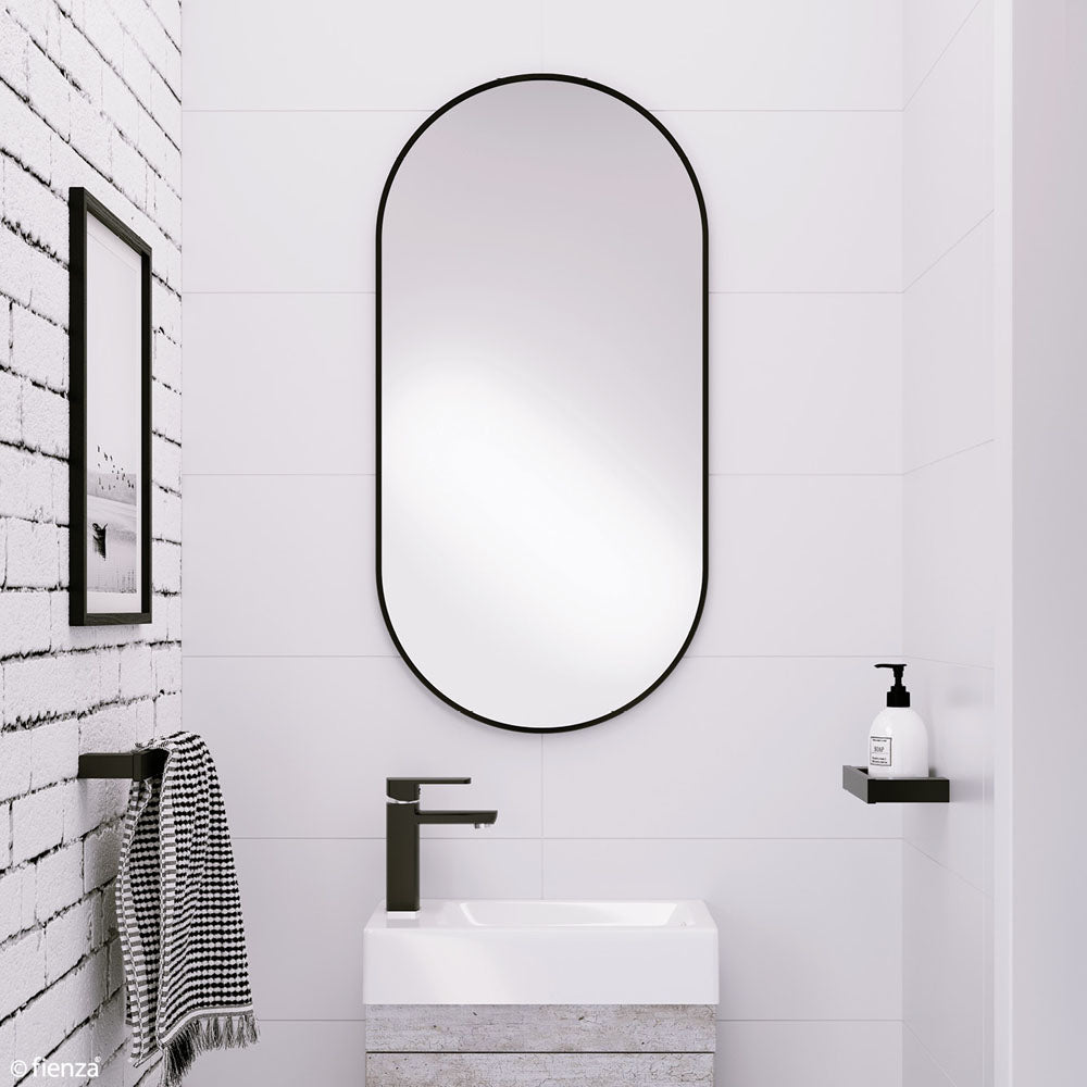 Empire Matt Black Framed Mirror, 450 x 900mm