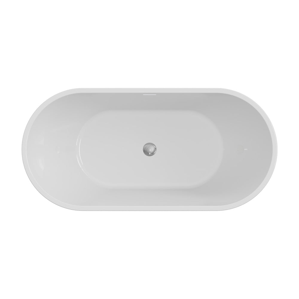 Koko Freestanding Acrylic Bath with Overflow, 1500mm, Gloss White