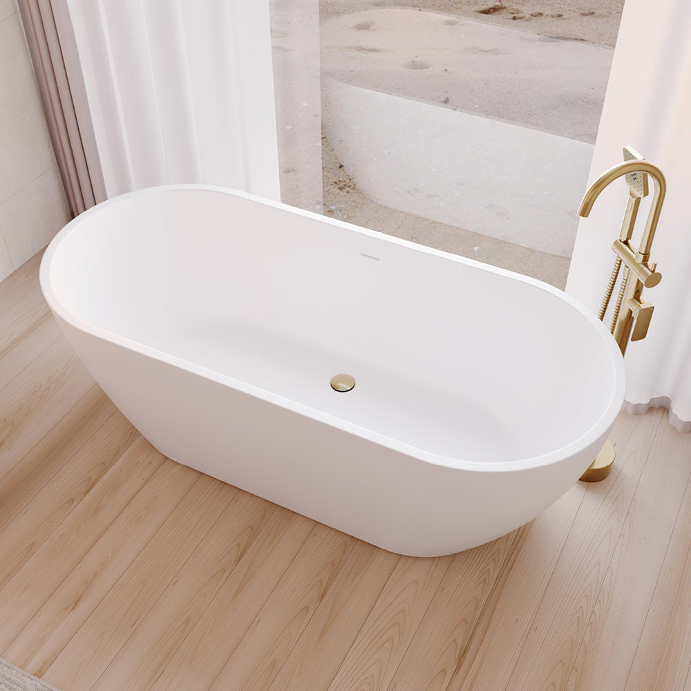 Koko Freestanding Acrylic Bath, 1680mm with Overflow, Matt White