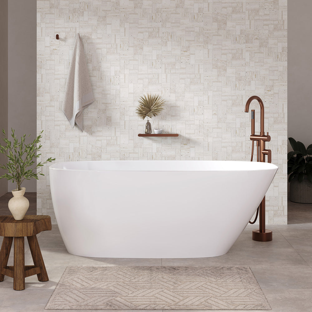 Athenia Freestanding Acrylic Bath with Overflow, Gloss White, 1700mm