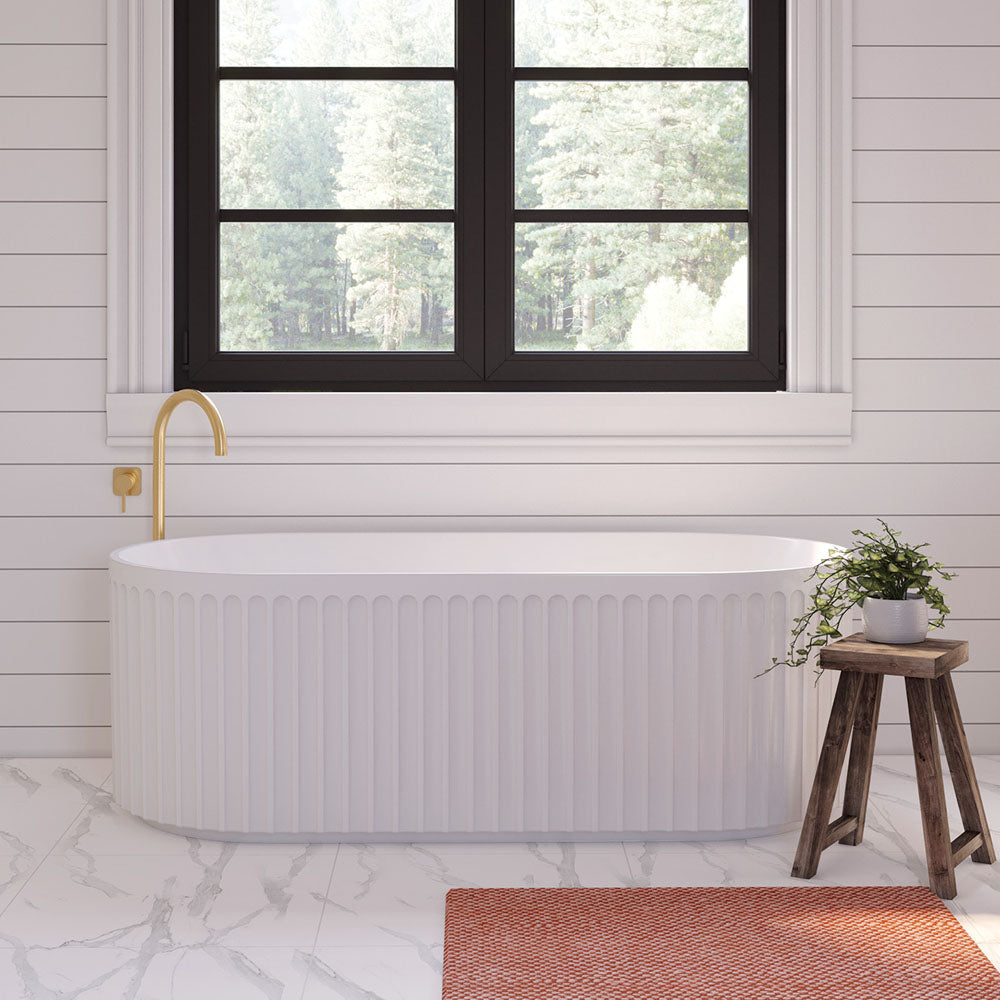 Eleanor Fluted Freestanding Acrylic Bath, 1700mm