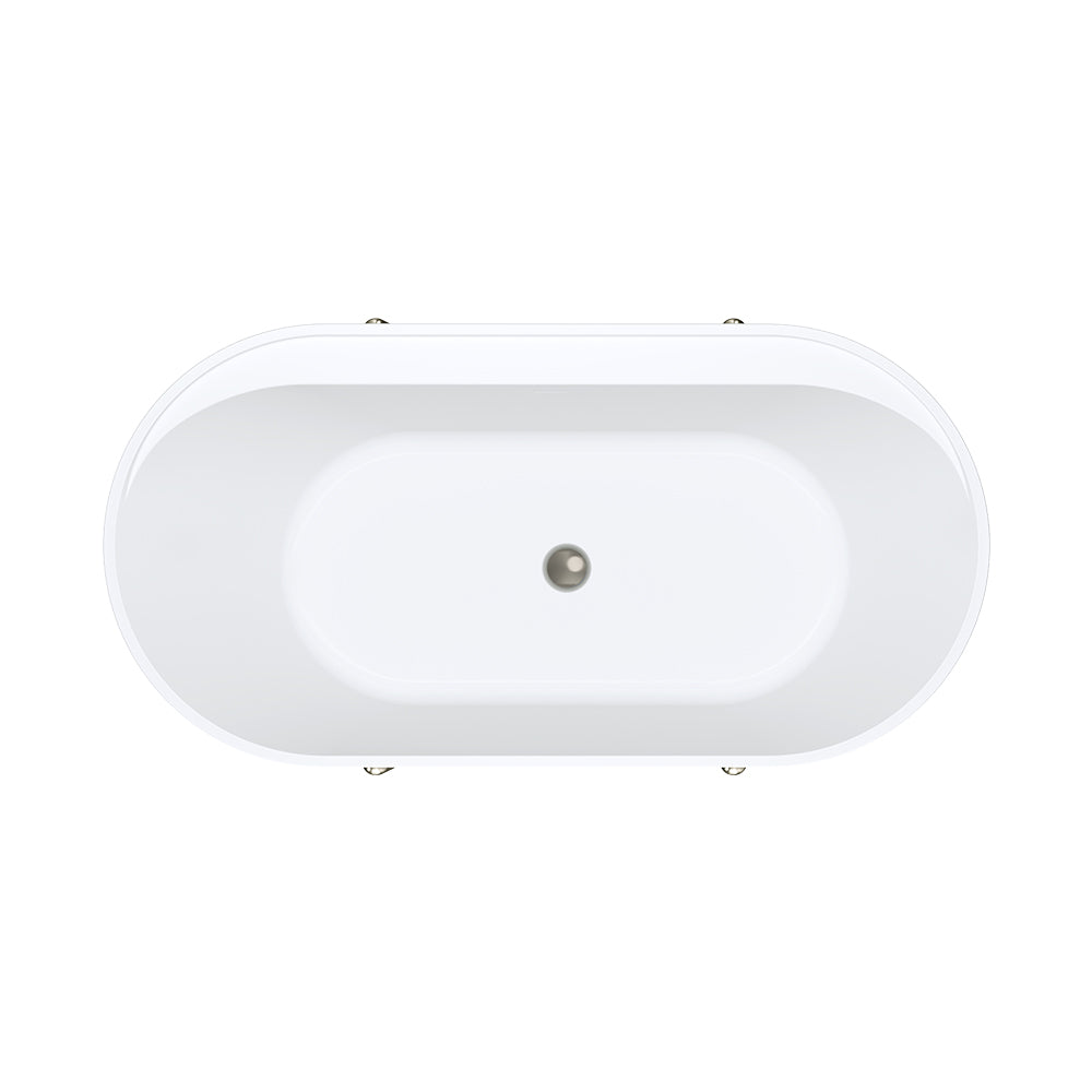 Aluca Freestanding Bath, 1500mm Matt Olive with Brushed Nickel Legs with overflow