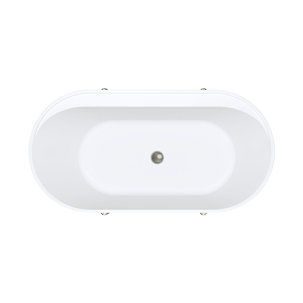 Aluca Freestanding Bath, 1500mm Matt Rouge with Brushed Nickel Legs with overflow