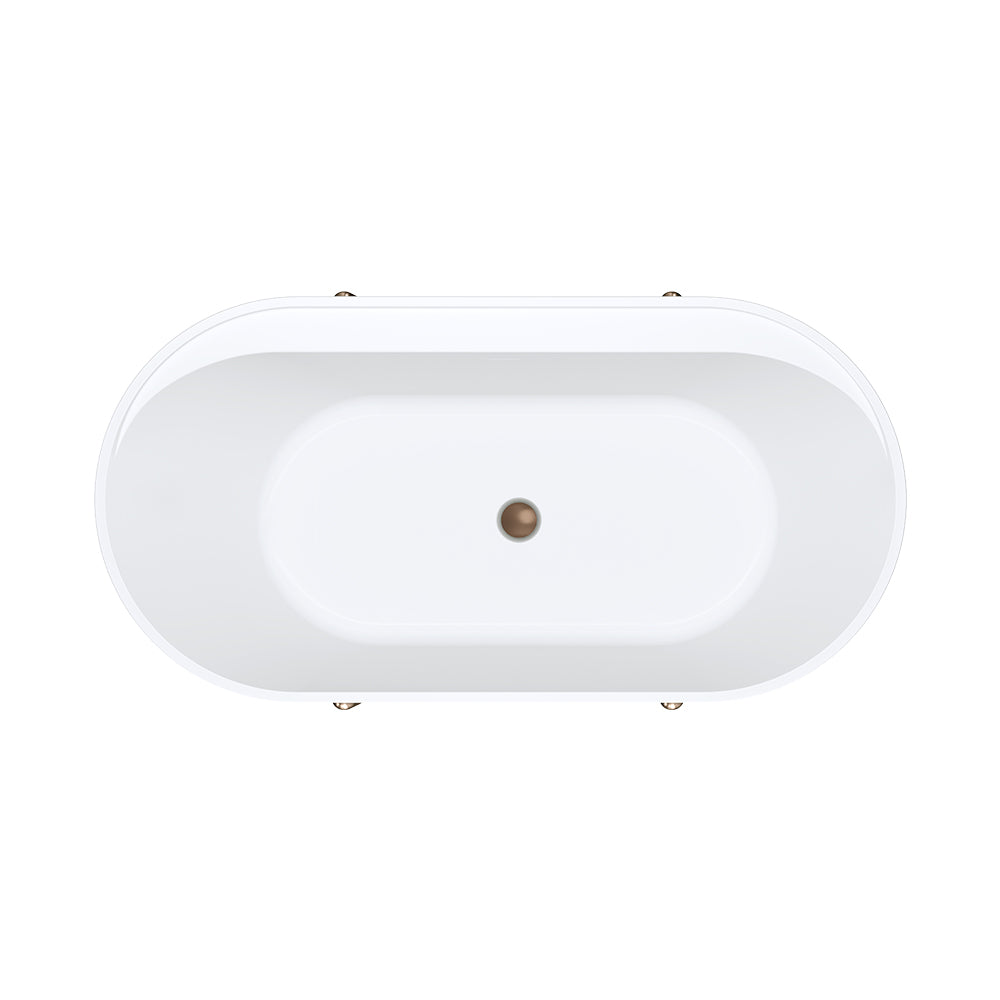 Aluca Freestanding Bath, 1500mm Matt Rouge with Brushed Copper Legs with overflow